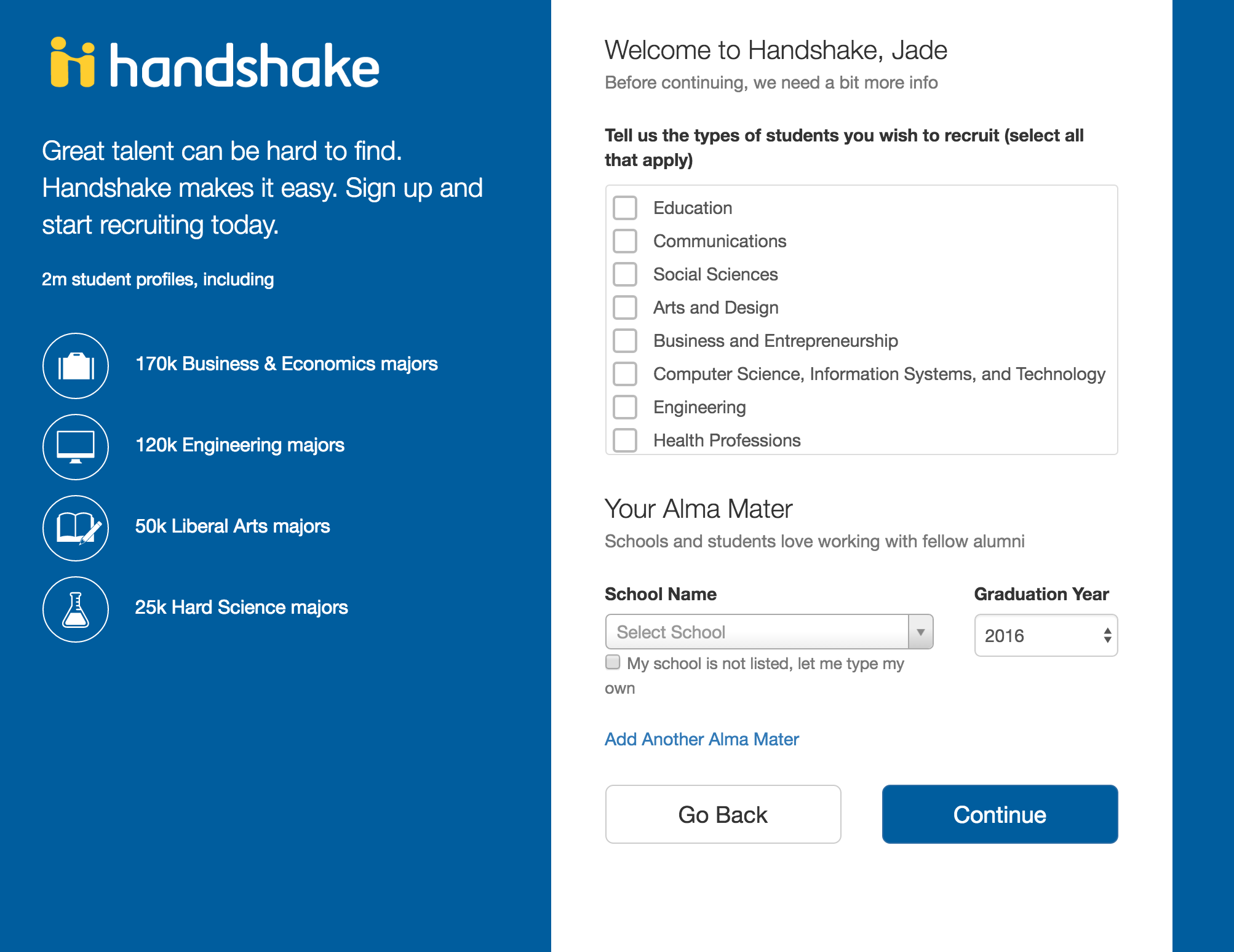 Handshake preference page screenshot