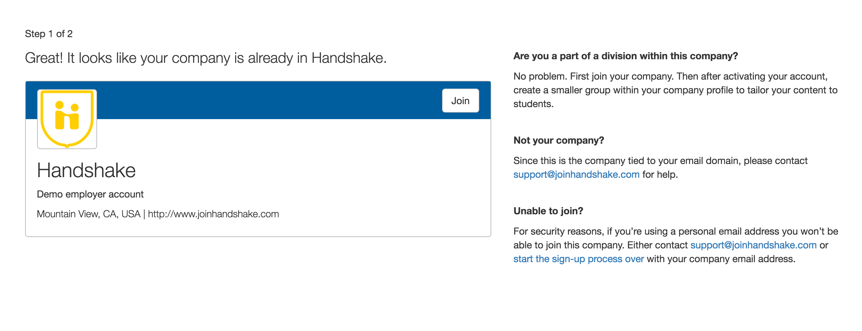 Handshake confirmation screenshot